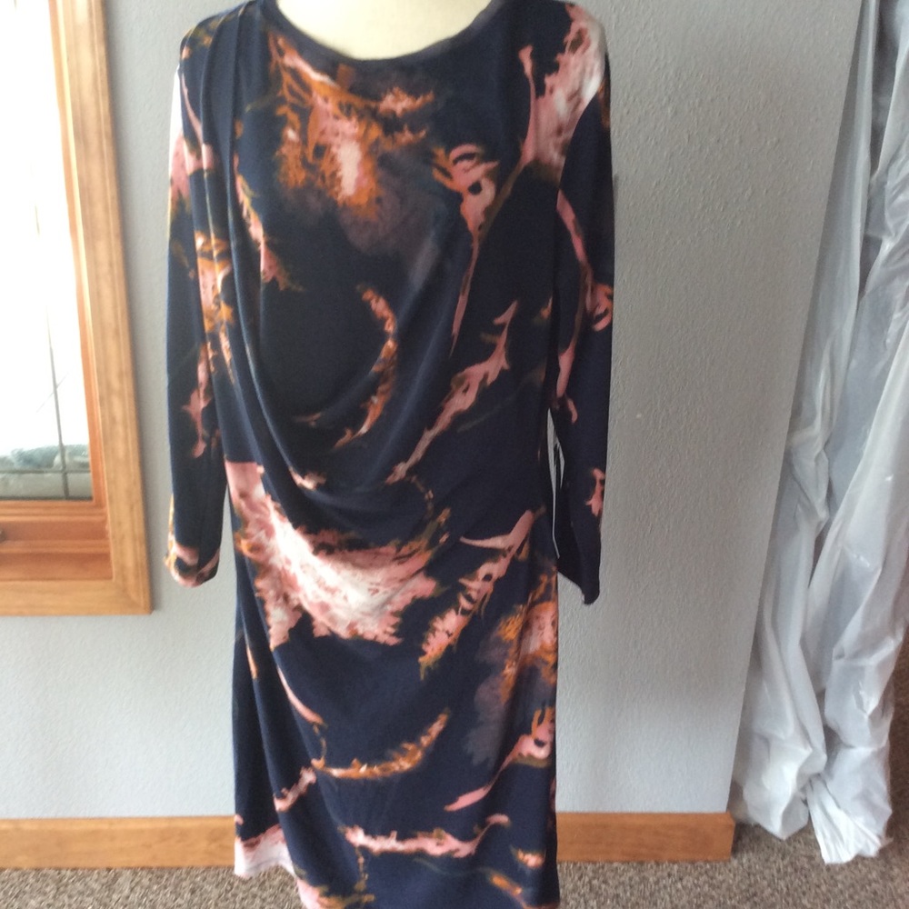 Jersey blue peach dress